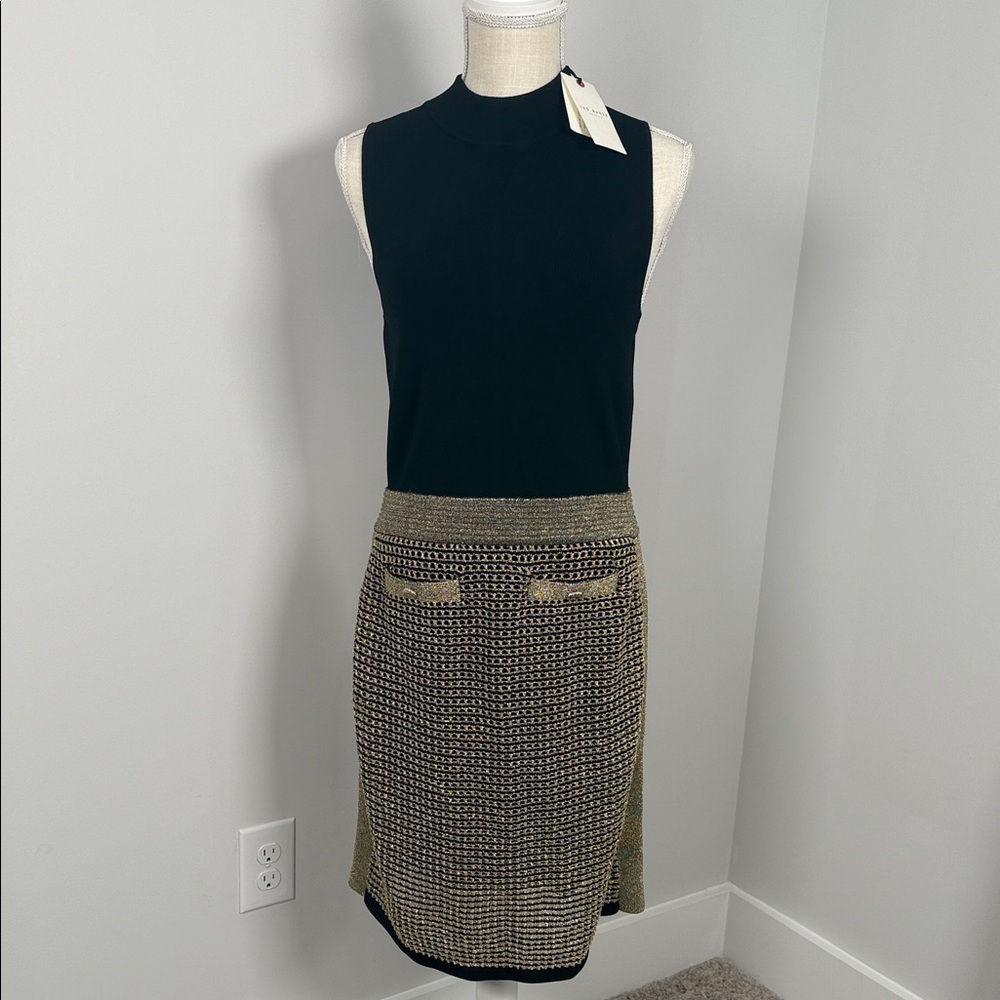 Ted Baker London Black and Gold Dress